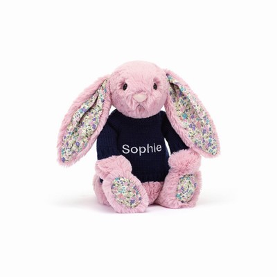 Jellycat Blossom Tulip Bunny with Navy Jumper USA | 27361DEIQ